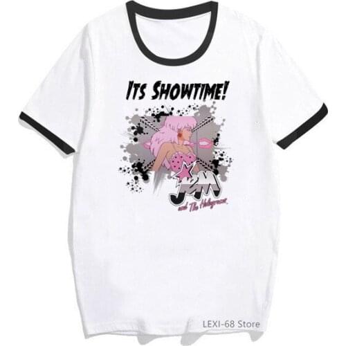 Funny Jem And The Holograms Print Tshirts Women Hip Hop Rock T Shirt Femme 90s White Female T-Shirt Korean Style Shirt