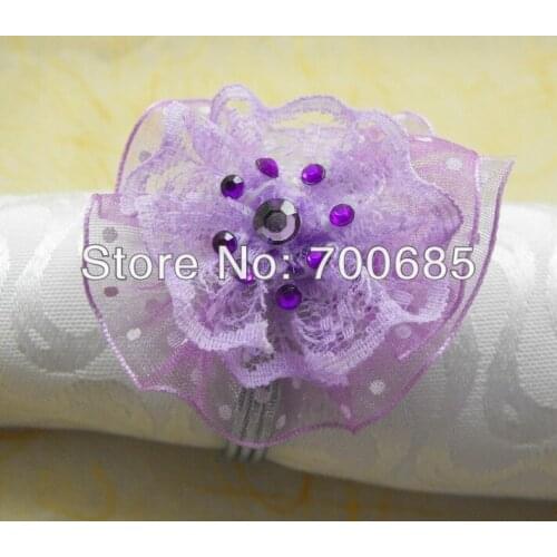 Purple band flower napkin ring, napkin holder for wedding