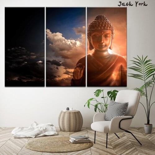 Canvas Painting Buddha pray morning sunshine 3 Pieces Wall Art Painting Modular Wallpapers Poster Print living room Home Decor