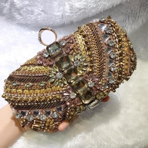 19x10CM New Beaded Evening Bag Handmade Beading Clutch Bag Diamond Banquet Women Antique Cheongsam Dress Bag a6805
