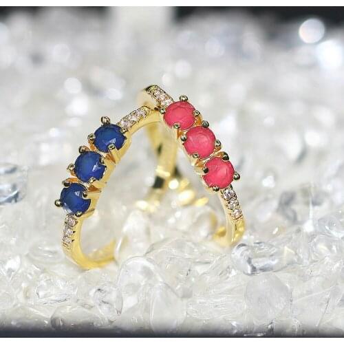 Rings For Women Unique Sweet Multicolor Candy Stone Crystal Light Gold Color Wedding Finger Ring Gift Fashion Jewelry R876