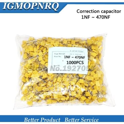 1000pcs Correction capacitor 100V 1nF ~ 470nF 100nf 220nf 10nf 47nf 22nf 1nf 0.47uf 0.1uf Polypropylene Safety Plastic Film