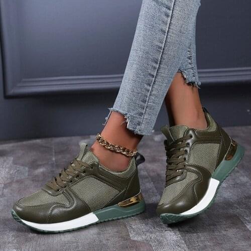 Brand Design 2021 New Women Casual Shoes Height Increasing Sport Wedge Shoes Air Cushion Comfortable Sneakers Zapatos De Mujer