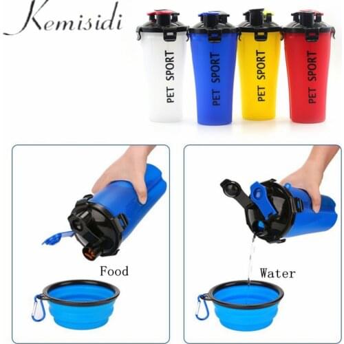 Multifunction 2 in 1 Pet Feeder Dog Water Bottle Collapsible Dog Bowl Travel Outdoor Food Water Drinking Fountain For Dogs Cats