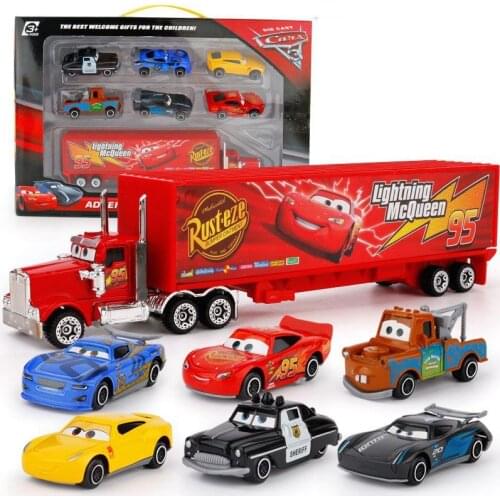 Disney Pixar Cars 7pcs/Lot Lightning Mcqueen Jackson Storm Cruz Mater Mack Uncle Truck 1:55 Diecast Metal Car Model Toy For Kids