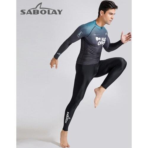 Men Two Pieces Water Sport Rash Guard Yoga Fitness Running Clothes Gym SwimSuit UPF50+ UV Protection Surf Bathing Diving Suits