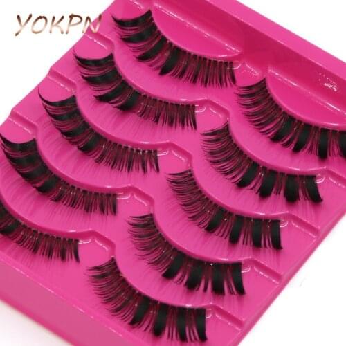 YOKPN Handmade False Eyelashes High Quality cross Thick Slim models False Eyelashes Makeup Tools Natural false eyelashes