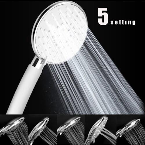 Adjustable 5 Mode Shower Bath Head High Pressure 120mm Big Panel Round Chrome Rain Head Water Saver Rain Shower head