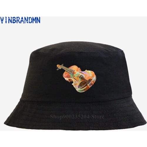 Latest popularity Antique Violin Bucket hats Retro Violin Lovers gifts 3D Graphic Print hats Custom Cotton Cosplay Fishing hats