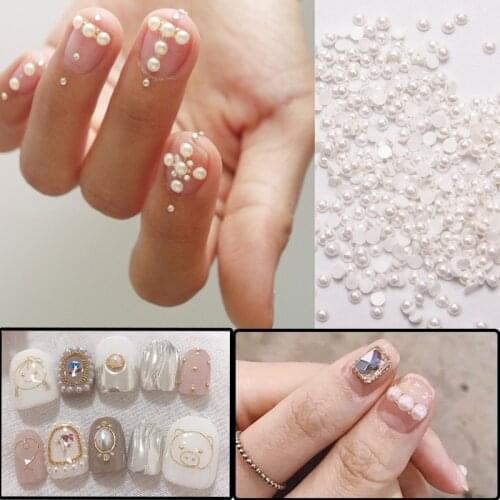 New semi round pearl water drill nail decoration new nail pearl acrylic nail products 3D Acrylic Nail Art Jewelry