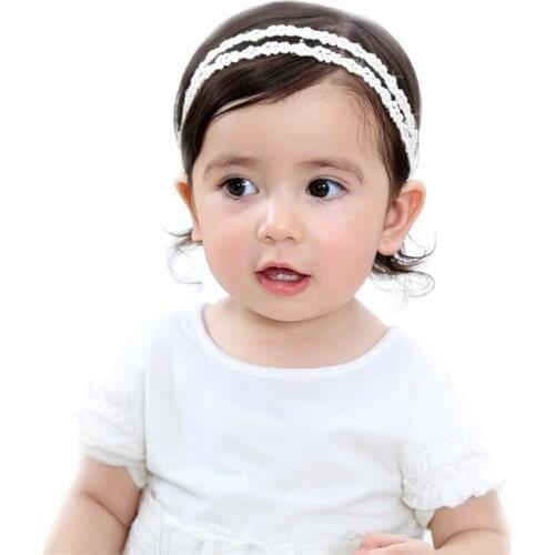 Baby Girls Fashion New Hairhoop Crown Princess Pearl Lace Hairband Newborn Baby Flower Pattern Lovely Hair accessories Hot Sale
