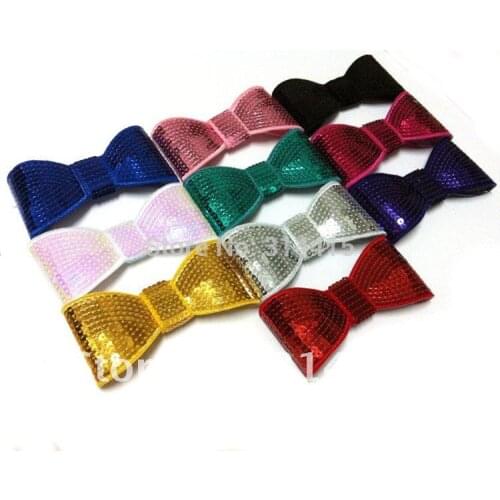 Trial order 5" Large sequin bows, hair sequin bows 20pcs/lot MIX 10 COLOR