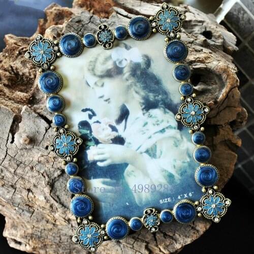 Retro Metal Gem Photo Frame Desktop Decoration Photo Display Storage Handmade Home Desktop Decoration Picture Frames