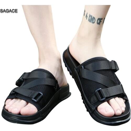 SAGACE Leisure Mens Flat Open Toe Non-Slip Sandals Flip Flops Beach Shoe Slipper Fashion Slides Summer Shoes Sandalias