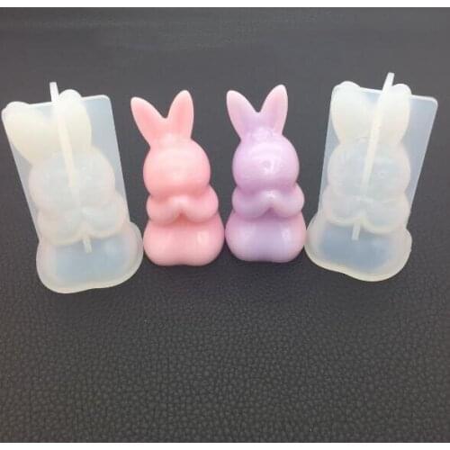 Diy crystal Epoxy three-dimensional pray rabbit praying mold aromatherapy plaster spread incense high mirror table decoration