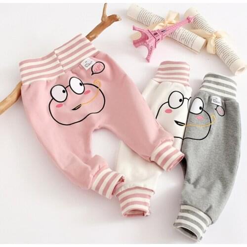 Autumn Unisex Cartoons High Waist Kids Baby PP Pants Cotton Toddler Boys Girls Clothes Belly Protection Pants