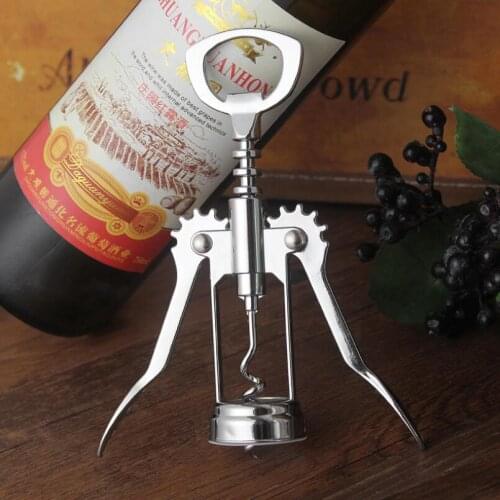 Stainless Steel Wine Bottle Opener Handle Pressure Corkscrew Red Wine Opener Kitchen Accessory Bar Tool LX4823