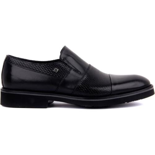 Fosco-Black Genuine Leather Shoes Mens Casual Shoes Black