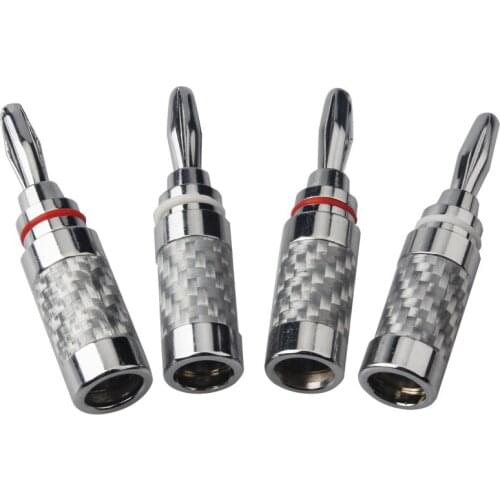 Carbon Fiber Brass Rhodium Plated Male Terminal Hifi Audio CD DVD player AMPe Speaker Cable Banana Plug connector