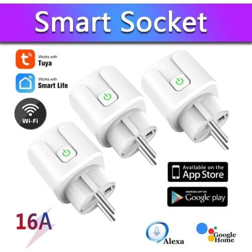 WiFi Smart Plug 16A EU Socket Power Monitor Timer Tuya Smart Life APP Work With Alexa Google Home Assistant Voice Control