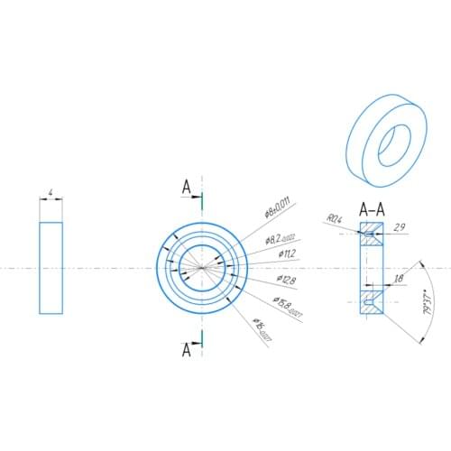 V seal 8x16x4.8 PTFE + graphite as Drawing 1+5+1+1 Vpacking 100sets
