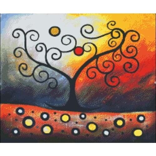 Top Manufacturer Embroidery Colorful Trees Counted Cross Stitch for Babies with 100% Cotton Floss & Free Shipping for Wall Decor