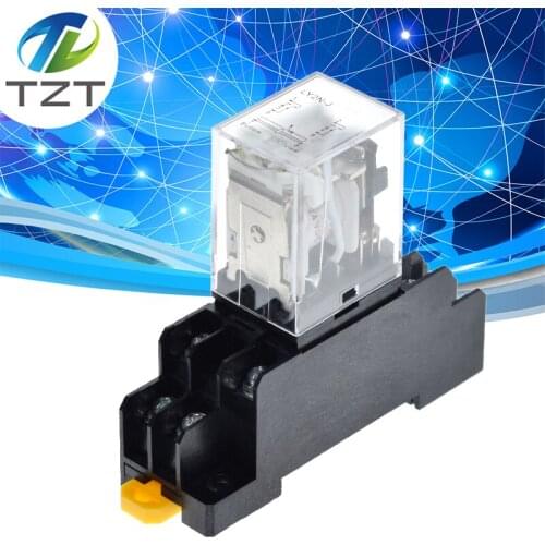TZT 12V 24V DC 110V 220V AC Coil Power Relay LY2NJ DPDT 8 Pin HH62P JQX-13F With Socket Base OK