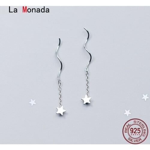 La Monada Star Wave Short Dangling Hanging Earrings For Women Silver 925 Woman Korean Drop Earrings Minimalist Female In Jewelry