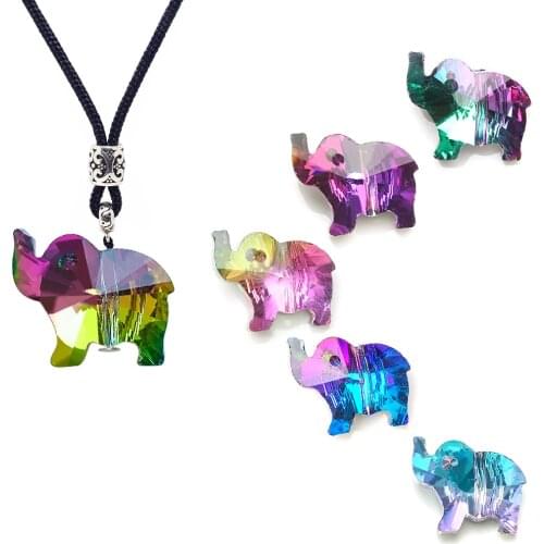 ZHUBI 18mm Elephant Crystal Pendant Charm Glass Loose Beads For Women Jewelry Making Necklaces DIY Earring Findings 20pcs/lot