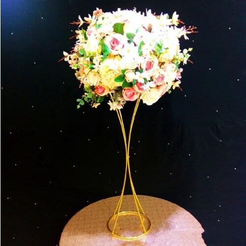 10PCS/lot Flower Vases Gold Flower Stands Metal Road Lead Wedding Centerpiece For Event Party Decoration