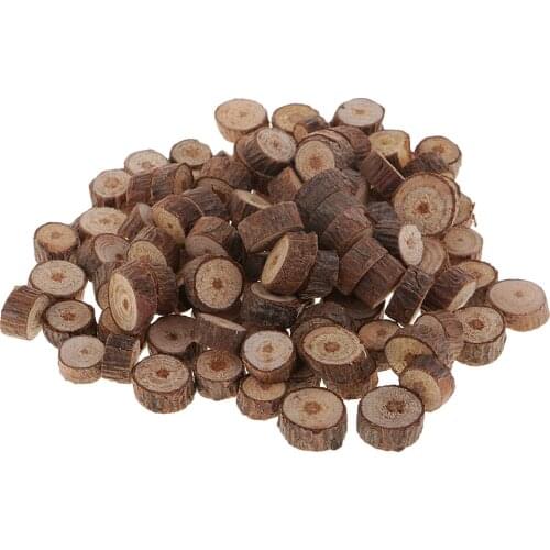 100pcs Unfinished Round Natural Wood Pieces DIY Embellishments for Garden Crafts