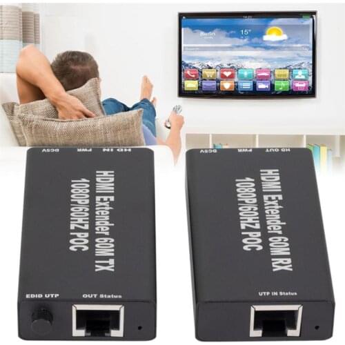 1080P HDMI Extender 60 Meters HDMI Transmitter And Receiver Over Single Cat5e/Cat6 HDMI To RJ45 Signal Amplifier