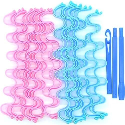 12PCS Magic Hair Curlers 55CM DIY Portable Hairstyle Rollers Sticks Durable Beauty Makeup Curling Hair Styling Tools