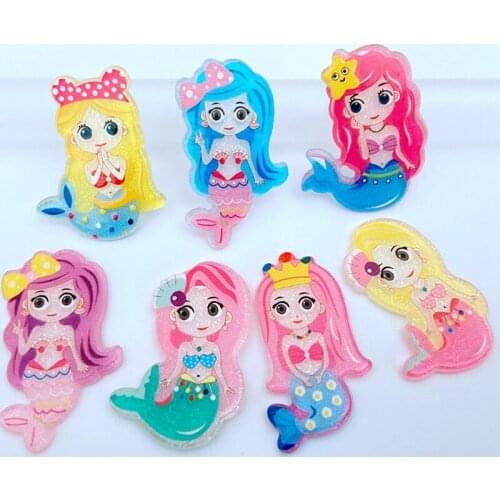 14Pcs Paired Mixed Mermaid Resin Planar Crafts Flatback Cabochon Scrapbook Kawaii DIY Embellishments Accessories Set