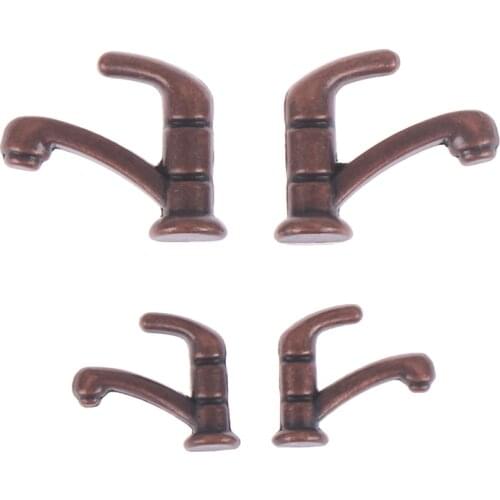 2Pcs/lot 1:12 Miniature Metal Water Tap 1/12 Scale Bathroom Accessories Faucet Dollhouse Furniture Toys