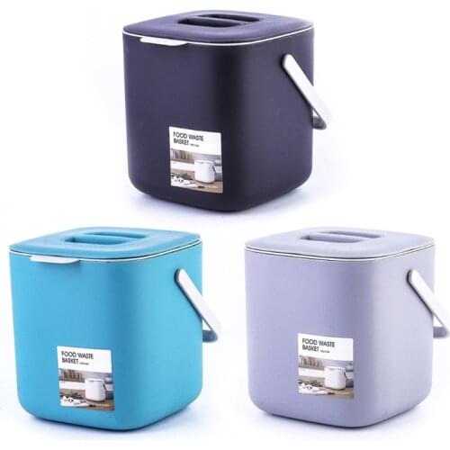 2021 New Portable 2 Tier Plastic Kitchen Waste Trash Can with Handle Compost Drainer Bin