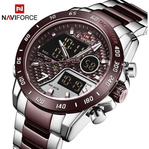 Top Luxury Brand NAVIFORCE Men Watches Military Digital Sport wristwatch Mens Waterproof Stainless Steel Clock Relogio Masculino
