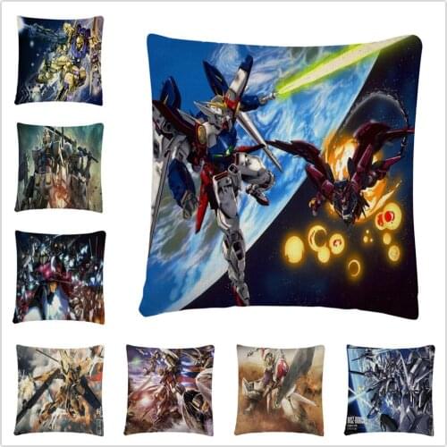 Riman Gundam Battle Robot Cartoon Linen Cushion Cover Pillow Case for Home Sofa Car Decor Pillowcase 45X45cm