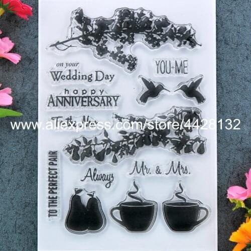Flowers Branch Bird Happy Anniversary Scrapbook DIY photo cards rubber stamp clear stamp transparent stamp 11x16cm 9012071