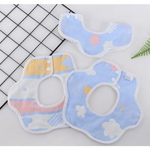 Cotton Bibs Cartoon Print Saliva Towel Newborn Baby Bibs Rotating Baby Babies Kids Boys Girls Feeding Cotton Bandana Bibs