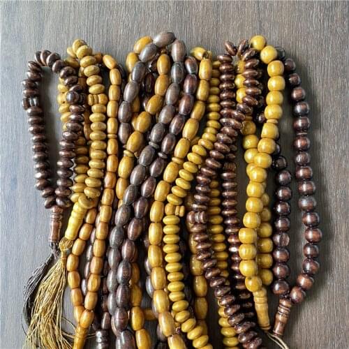 JunKang Muslim Islamic Ethnic Style Wood Material Rosary Tassel Mens Womens Religious Belief Meditation Jewelry Accessories