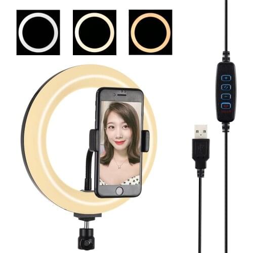 PULUZ 7.9 inch 20cm 3 Modes LED Dimmable Selfie Ring Light Photography Video Youtube Blogger Vlogging Light with Phone Clamp