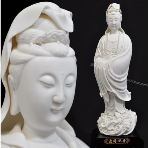 Collection of 17 inch imitation where crossing Guanyin crafts ceramics Dehua decoration decoration of high-grade white porcelain