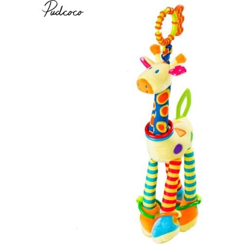 Animal Giraffe Handbell Soft Giraffe Animal Handbells Lovely Newborn Rattles Baby Plush Pram Bed Bells Soft Teether Hanging Toy