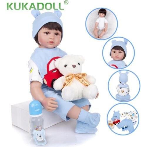 KUKADOLL New 24 Inch Reborn Baby Doll Cloth Body Cute Doll Bebe Reborn Menino For Children Accompany Playmate Birthday Gifts