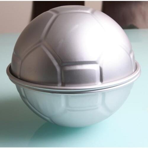 Hot sell 50pcs 3D Football Soccer Ball Aluminium Cake Mold Pan Decorating 8" Half Ball Mold Cake Decoration Baking Mould SN3637