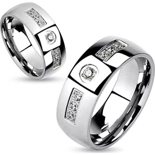 Fashion Men Rings Simple White Rhinestone Alloy Wedding Rings Engagement Band Party Rings Valentine Day Gift Accessories