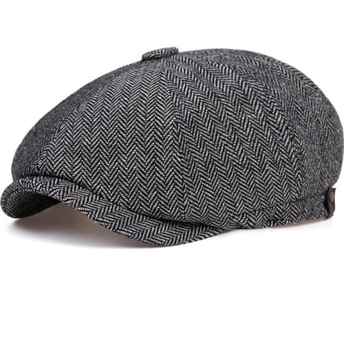 Fashion Wool Newsboy Caps New Men Herringbone Flat Caps Women Coffee British Gatsby Cap Autumn Winter Woolen beret Hat casquette