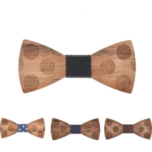 Fashion Handmade wooden Hollow out Circular point bow tie Distinctive bow tie/Cufflinks for party wedding
