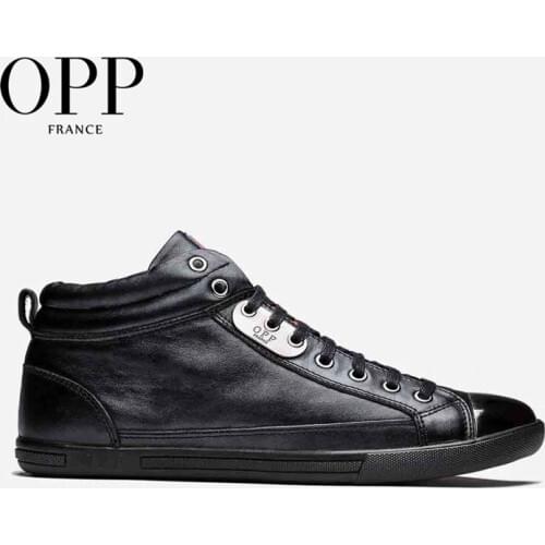 OPP Men Boots Genuine Leather High-top Casual Shoes Fashion Style Punk Metal Boots Men Full Grain Leather Shoes Ankle Boots